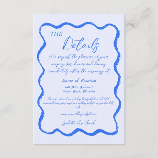 Details zu handgeschriebenen Hochzeiten im Retro-W Begleitkarte (Vorderseite)