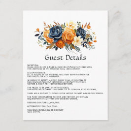 Details zu Hochzeiten der Marine und Orange Floral Begleitkarte
