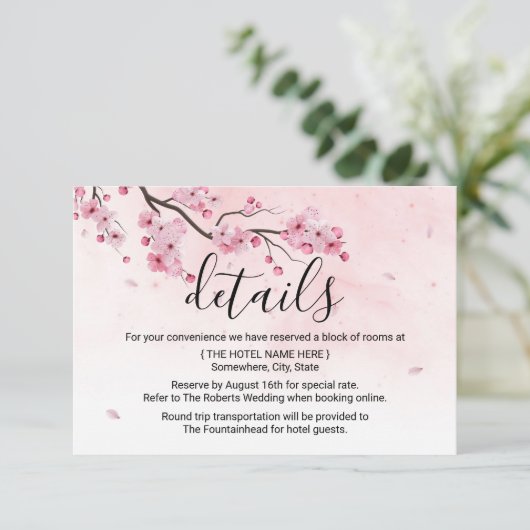 Details zu Hochzeiten in Aquarellfarben Rosa Einladung (Stehend Vorderseite)