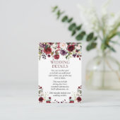 Details zu Hochzeiten in Burgund Wasserfarben Begleitkarte (Stehend Vorderseite)