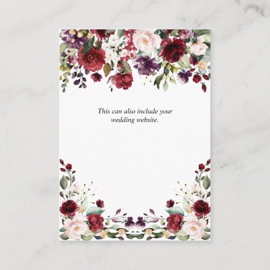 Details zu Hochzeiten in Burgund Wasserfarben Begleitkarte (Rückseite)