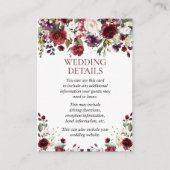 Details zu Hochzeiten in Burgund Wasserfarben Begleitkarte (Vorderseite)