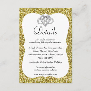 Details zu Hochzeiten in Gold Glitzer Infinity Hea Begleitkarte