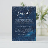 Details zu Hochzeiten in Navy Blue Glitzer Starry Begleitkarte (Stehend Vorderseite)
