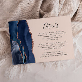 Details zu Hochzeiten in Navy Blue Rose Gold Agate Begleitkarte