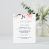 Details zu Hochzeiten in Navy Blue und Blush Pink Begleitkarte (Stehend Vorderseite)
