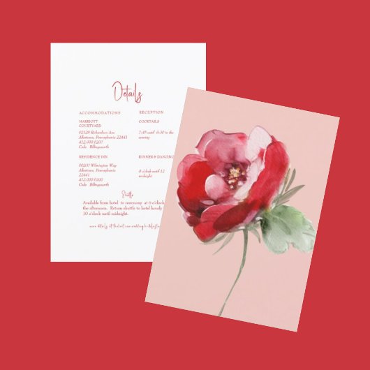Details zu Hochzeiten in Rot und Blüte Einladung