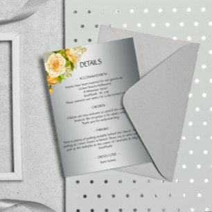 Details zu Hochzeiten in Silber und Gelb Begleitkarte