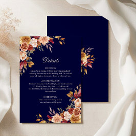 Details zu Hochzeiten von Navy Blue & Burnt Orange Einladung