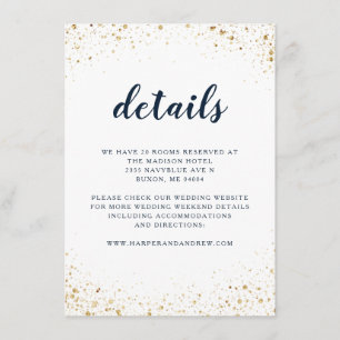 Details zu Hochzeiten von Navy Blue Gold Begleitkarte