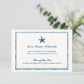Details zu Hochzeiten von Navy Blue Graceful Starf Einladung (Stehend Vorderseite)