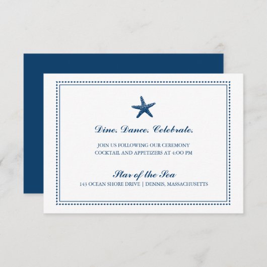 Details zu Hochzeiten von Navy Blue Graceful Starf Einladung (Vorne/Hinten)