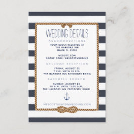 Details zu Hochzeiten von Navy und White Nautical Begleitkarte