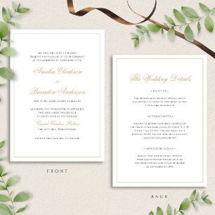 Details zu klassischen Schwarz-Gold-Border-Hochzei Einladung