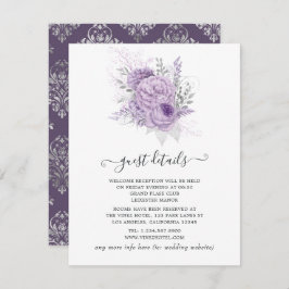 Details zu Lavender und Silver Floral Wedding Begleitkarte