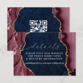Details zu Marine-, Burgund- und Gold-Agate Einladung (Vorne/Hinten)