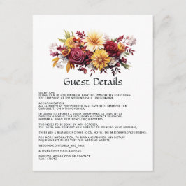 Details zu Maroon und Yellow Floral Wedding Begleitkarte