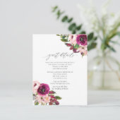 Details zu Marsala und Blush Floral Wedding Begleitkarte (Stehend Vorderseite)