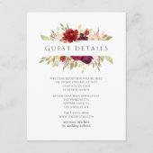 Details zu Marsala und Blush Floral Wedding Begleitkarte (Vorderseite)