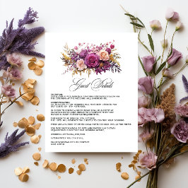 Details zu Mauve und Gold Floral Wedding Begleitkarte