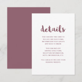 Details zu Mauve und White Wedding Begleitkarte