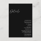 Details zu modernen klassischen Schwarzen Hochzeit Begleitkarte (Vorderseite)
