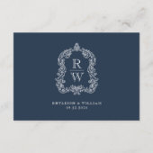 Details zu Monogram Wappen Navy Blue Hochzeitssach Begleitkarte (Rückseite)