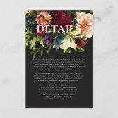 Details zu Moody Floral Burgundy und Black Wedding Begleitkarte (Vorderseite)