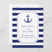 Details zu Nautic Anchor Navy Blue Wedding Begleitkarte (Vorne/Hinten)