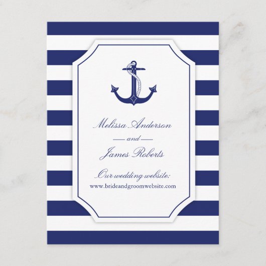 Details zu Nautic Anchor Navy Blue Wedding Begleitkarte (Vorderseite)