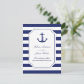 Details zu Nautic Anchor Navy Blue Wedding Begleitkarte (Stehend Vorderseite)
