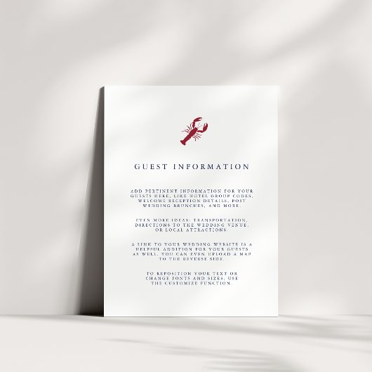 Details zu Nautical Lobster Hochzeitgästen Begleitkarte