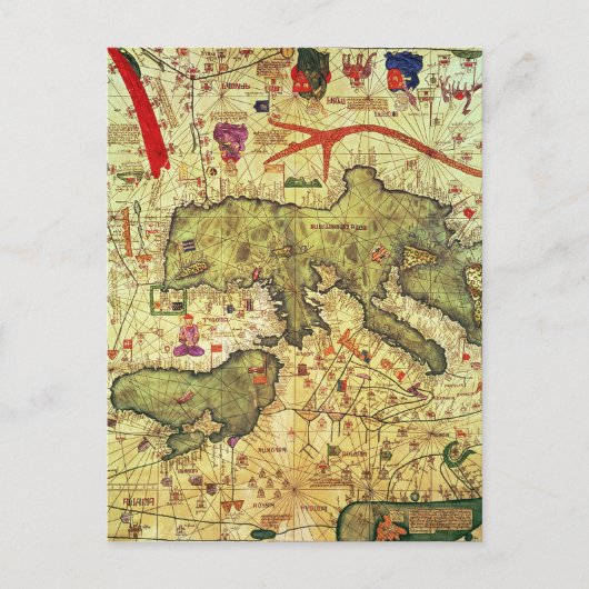 Details zu Nordafrika und Europa Postkarte (Vorderseite)