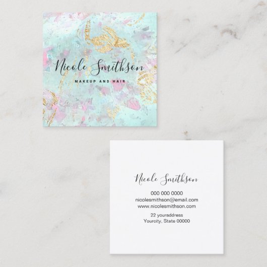 Details zu Opalstein und IMITAT Goldfolie Quadratische Visitenkarte (Vorne/Hinten)