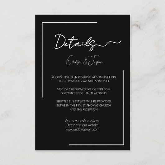 Details zu Premium Black Wedding Events Begleitkarte (Vorderseite)