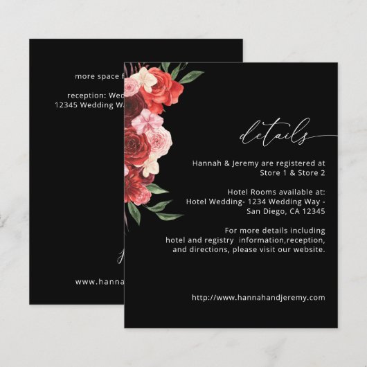 Details zu Red Floral - Black VH2 (Vorne/Hinten)