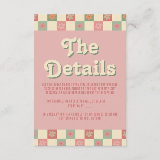 Details zu Retro und Groovy 70er Hochzeiten Begleitkarte (Vorderseite)