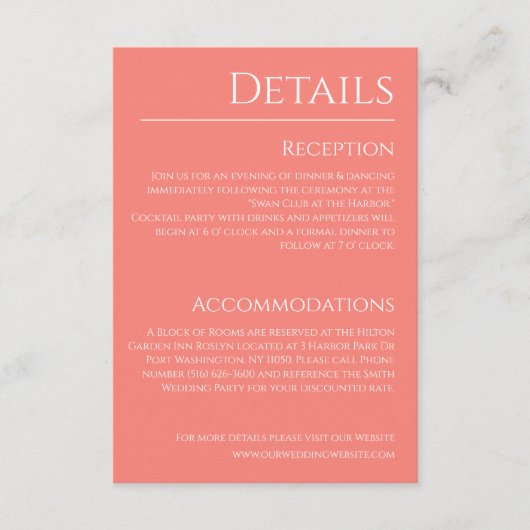 Details zu Rosa Korallen und Weißhochzeiten - Begleitkarte (Vorderseite)