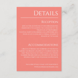 Details zu Rosa Korallen und Weißhochzeiten - Begleitkarte