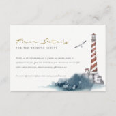 DETAILS ZU ROTEN DUSKY BLAUE LIGHTHOUSE MEA WEDDIN BEGLEITKARTE (Vorderseite)