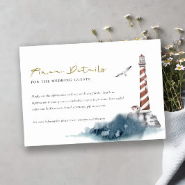 DETAILS ZU ROTEN DUSKY BLAUE LIGHTHOUSE MEA WEDDIN BEGLEITKARTE