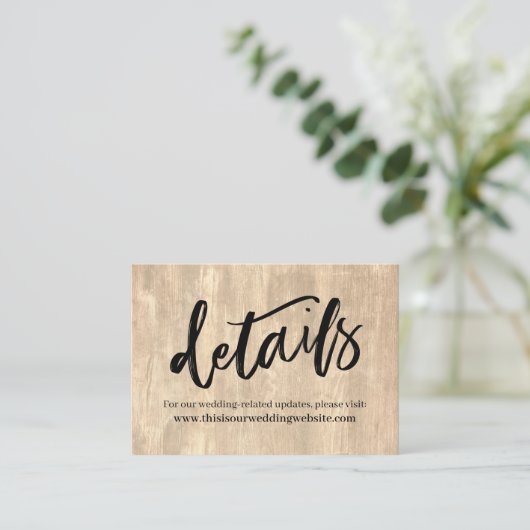 Details zu rustikalem Holz und Lässigen handschrif Begleitkarte (Stehend Vorderseite)