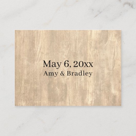 Details zu rustikalem Holz und Lässigen handschrif Begleitkarte (Rückseite)