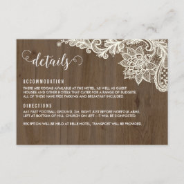 Details zu rustikalem Holz und Spitzen Begleitkarte