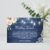Details zu rustikalen Blue String Lights Floral We Begleitkarte (Stehend Vorderseite)