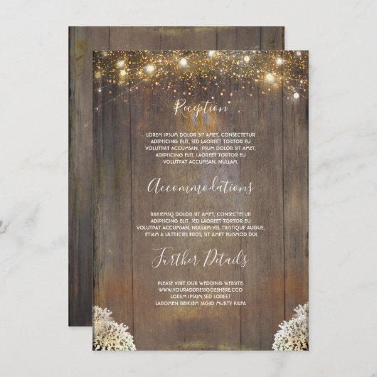 Details zu rustikalen Hochzeiten in Streichelleuch Begleitkarte (Vorne/Hinten)