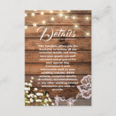 Details zu rustikalen Holzreihen und Hochzeitslich Begleitkarte (Vorderseite)