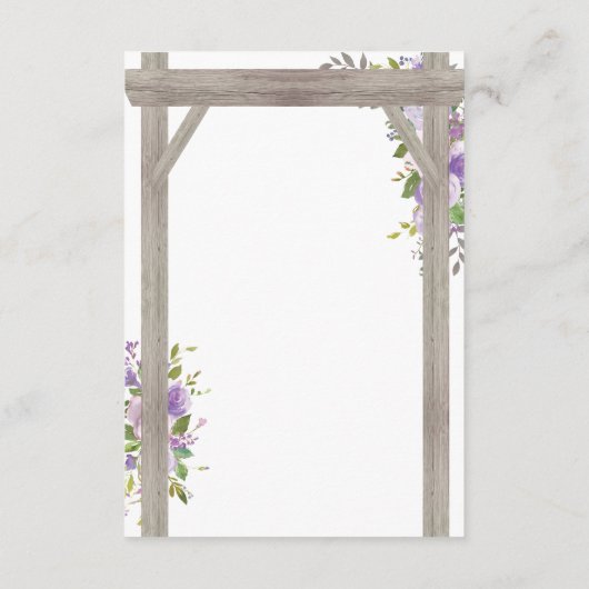 Details zu rustikalen Lila Blumenhochzeiten Begleitkarte (Rückseite)