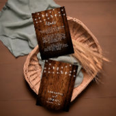 Details zu rustikalen String Lights & Wood Wedding Begleitkarte