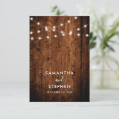 Details zu rustikalen String Lights & Wood Wedding Begleitkarte (Stehend Vorderseite)